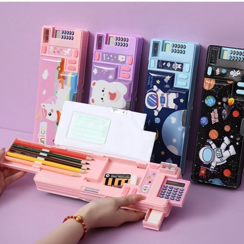 

TERMURAH Kotak Pensil Pop Out Kalkulator Pencil Case Hardtop Tempat Pensil Unicorn Astronot Bunny XX-4