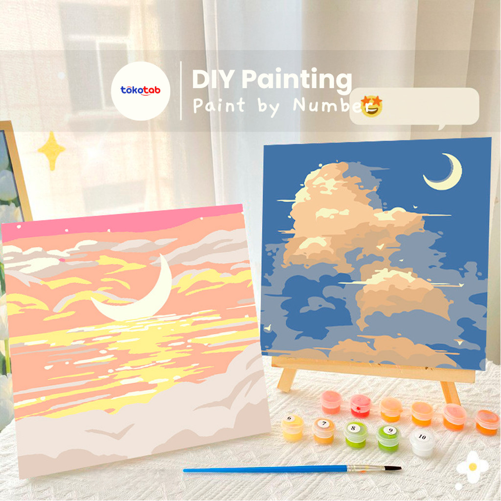 

Tokotab - Paint By Number Kanvas 20x20cm Lukisan Kanvas DIY Kit Painting Kit Set With Kanvas