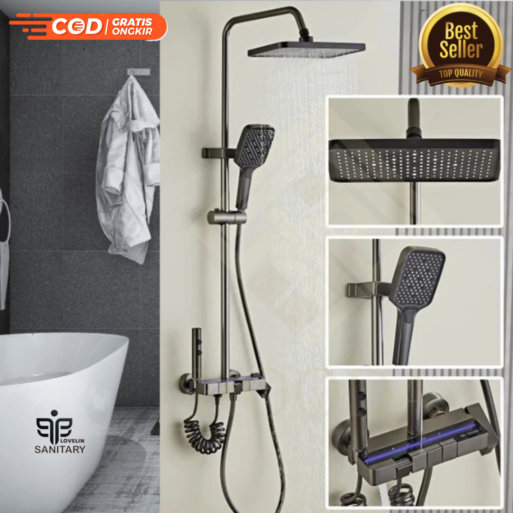 LOVELIN Shower Led/Shower Digital/Shower Led Panas Dingin/Shower Kamar Mandi Satu Set/Shower Panas D