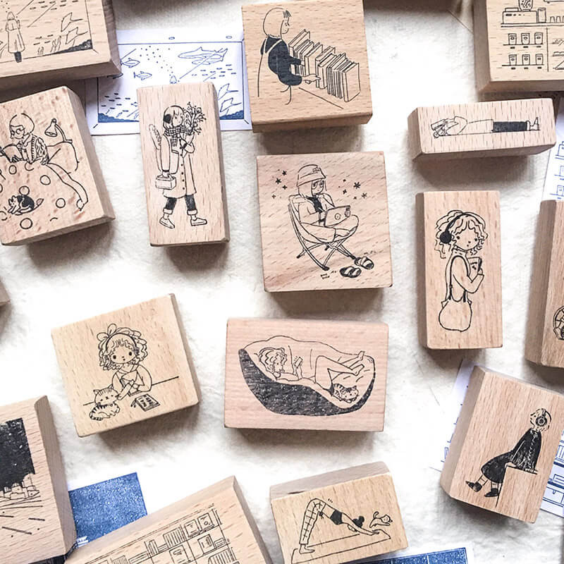 

Stamp Kawaii Scrapbooking Girl 10 Types Diary Decoration Flower Cute Wooden Stamps