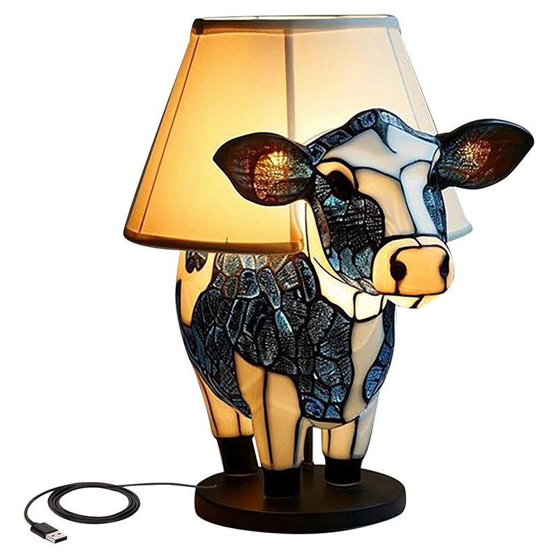 Beautiful Cow Night Light Table Lamp Bedside Lamp For Living Room Bedroom Dormitory Office USB Table