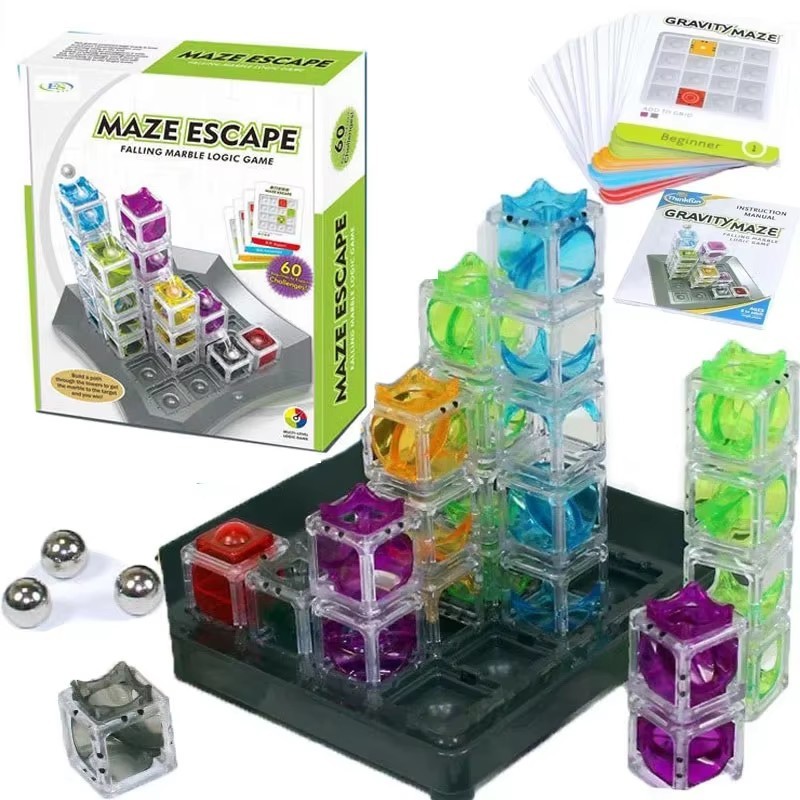 3D Gravity Race Run Blocks Maze Ball Brain Game STEM Toys for Parent-children Interaction Family Boa