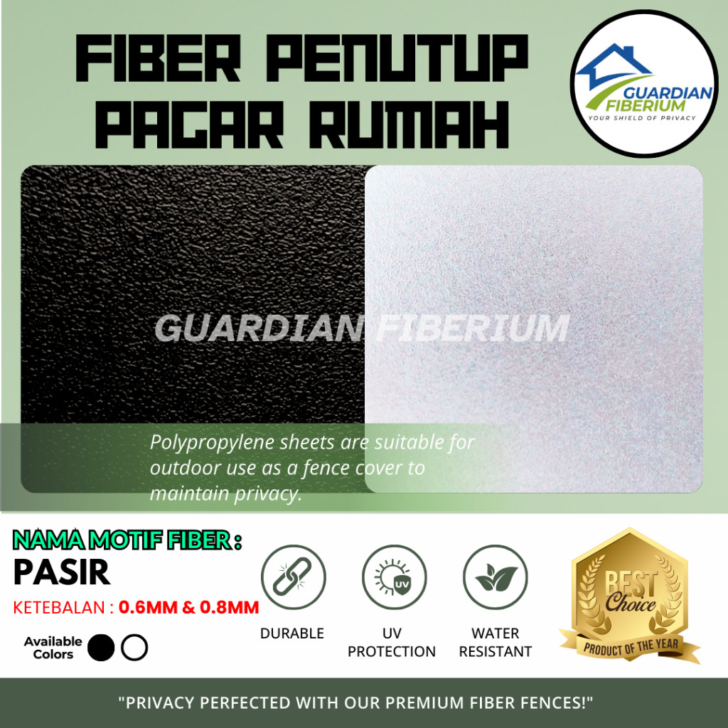 (Harga Per 1/2meter) Fiber Plastik Penutup Pagar Rumah Motif EMBOSS PASIR