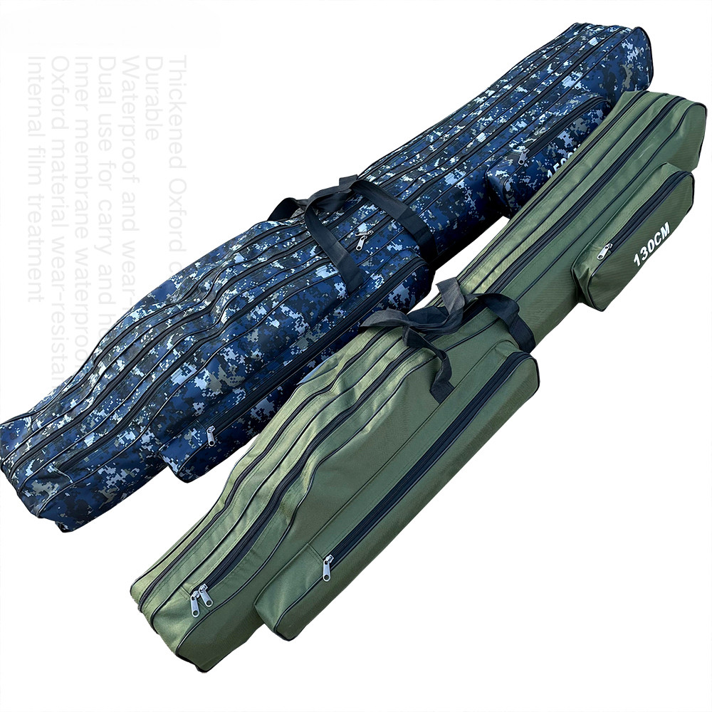 Fishing Rod Bag 110-150cm 2/3 Layer Rod Organizer Pole Storage Bag Porable Oxford Cloth Waterproof C