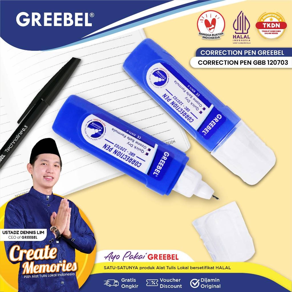 

GREEBEL Correction Tipe X Pulpen Cepat Kering Greebel Correction Pen GBC-120703PCS