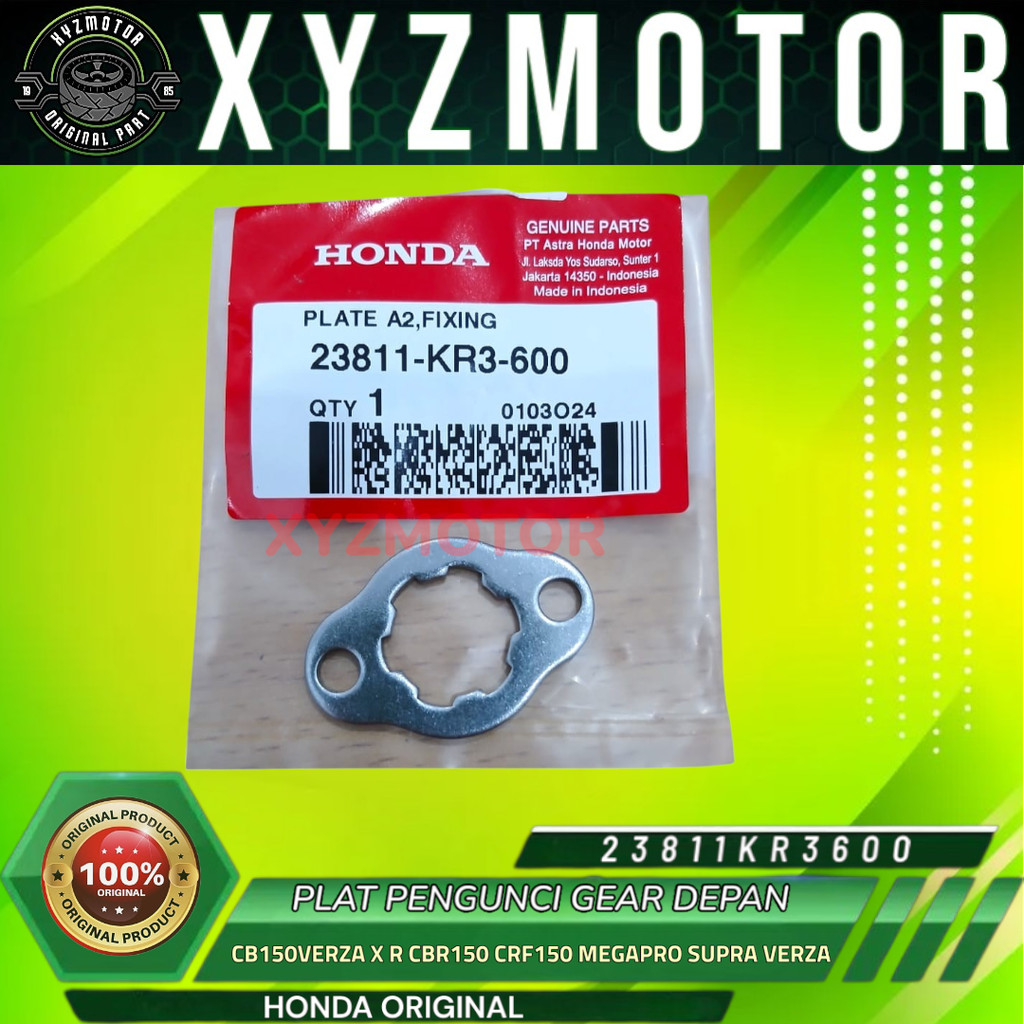 PLAT PENGUNCI GEAR DEPAN CB150VERZA X R CBR150R CRF150L SUPRA TIGER SONIC HONDA 23811KR3600 ORIGINAL
