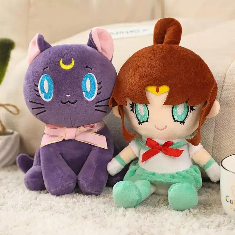 40cm Bandai Plush Doll Cute Girl Warrior Doll Sleeping Moon Rabbit Doll Luna Cat Plush Doll Female G