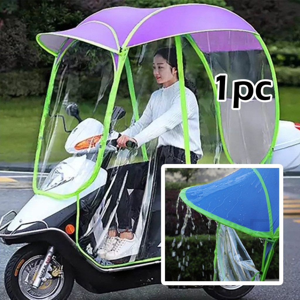 Payung motor anti hujan dan panas tenda sepeda motor biru/ungu Perlindungan UV payung sepeda motor