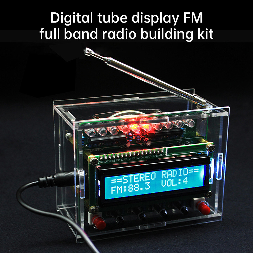 87-108MHZ FM Digital FM Radio Assembly Soldering Practice Kit RDA5807 LCD Display DIY Soldered Loose