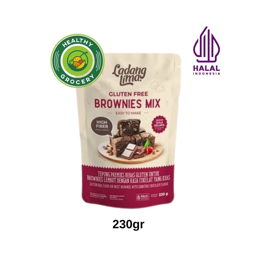 

Ladang Lima Gluten Free Brownies Mix 230gr / Tepung Premixs Bebas Gluten