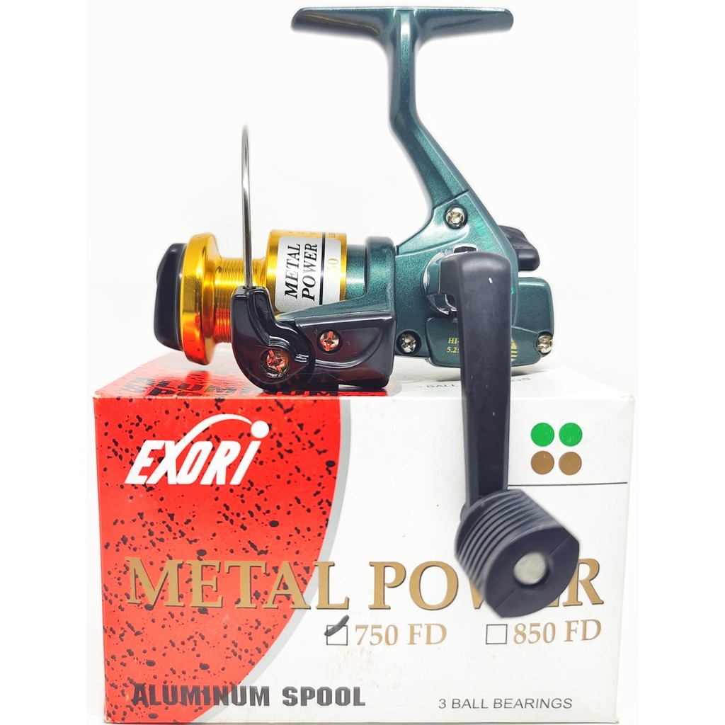 Reel Pancing EXORI METAL POWER 750 - 3000 Almunium Spool (3 Bearing) Design Lawas Murah