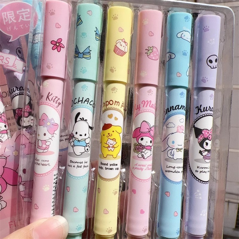 

Sanrio Fluorescent Pen 6pcs/box High Beauty Color Pen Multifunctional Kulomi Girl's Heart Fluorescent Pen