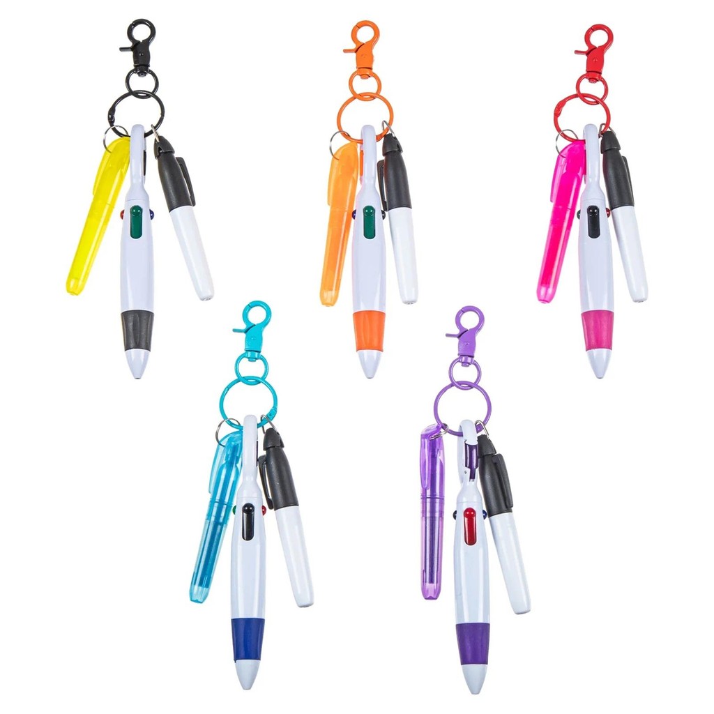 

4-In-1 Nurse Pens Set Multifunction Highlighter Permanent Marker Ballpoint Pen Keychain Clip For Hospital Nursing Teacher Studen