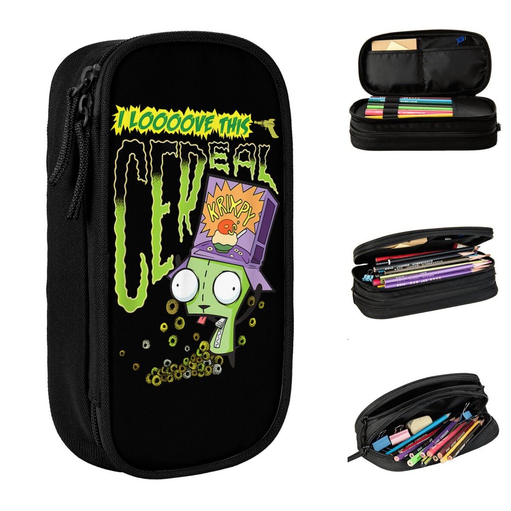 

Creative Alien Invader Zim Pencil Case Pencilcases Pen Box for Student Large Storage Bags Students School Zipper Stationery