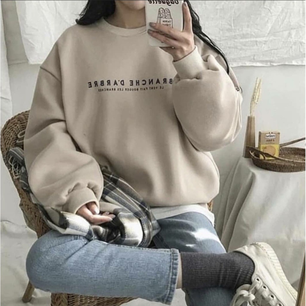 BAJU LENGAN PANJANG PRIA WANITA KAOS COWOK CEWEK DEWASA FASHION THE BRANCHE SWEATER KEREN KEKINIAN M