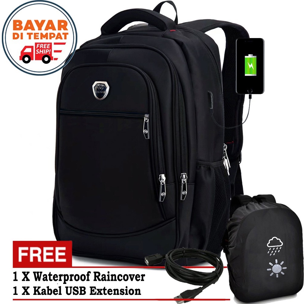 [BISA COD] POLO FOX ORI Tas Import P1770 Tas Ransel Pria USB Charger Backpack POLO Import