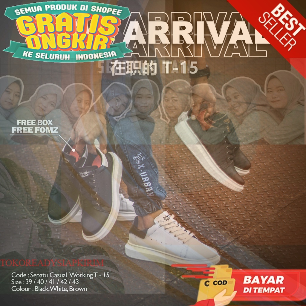 Sepatu Sneakers Working Running  Code T-15 Size 36 - 43 Import Asli Snekers Pria Sneaker Cowok Snike