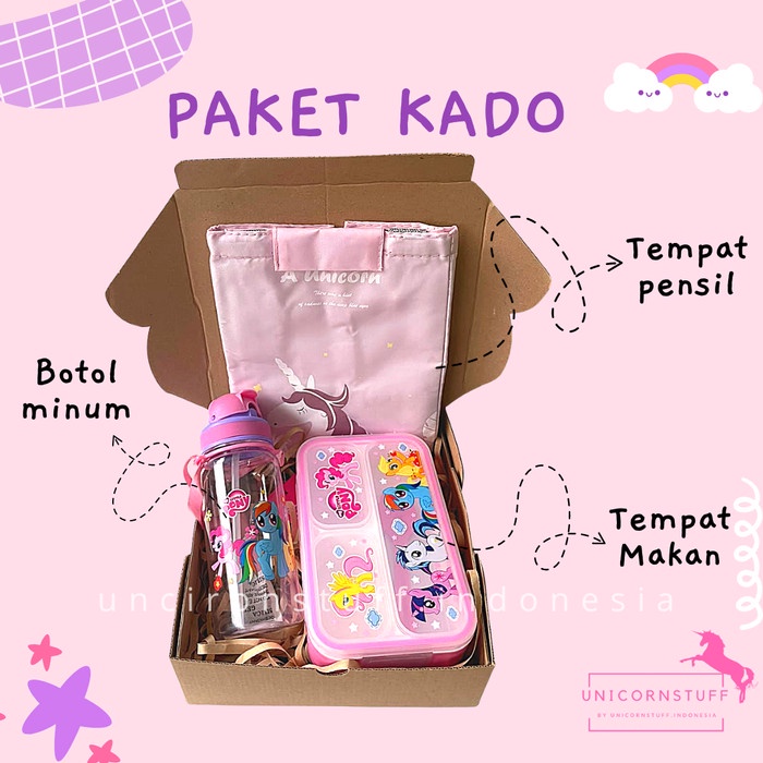 

Set Kado Unicorn Tempat Makan Botol Ulang Tahun Hadiah Cewek Box Pink