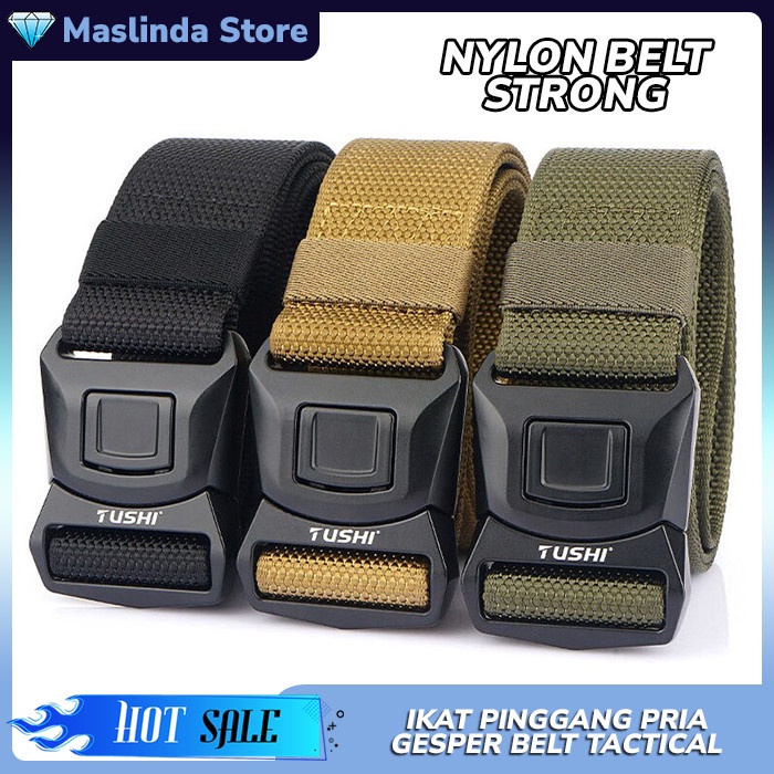 Tali Ikat Pinggang Nilon Tactical Belt Nylon 125cm Gesper  - MN