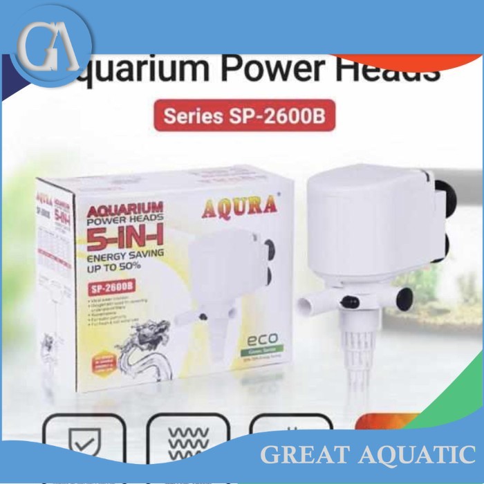 Produk Baru Aqura Pompa Air Celup Power Head AQURA SP 2600 B putih