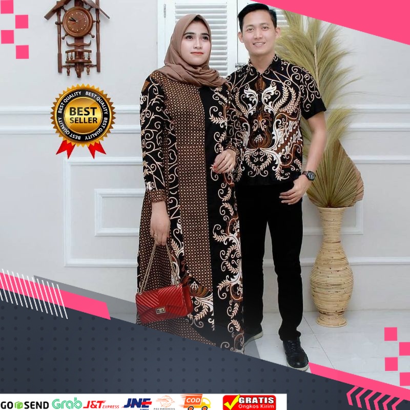 MOTIF BATIK BATU TERMURAH TERPOPULER /COD -batik couple -gamis batik couple -batik kapelan suami ist