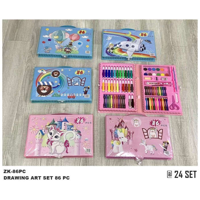 

Drawing Art set Box isi 86Pcs / Crayon set Macam Warna