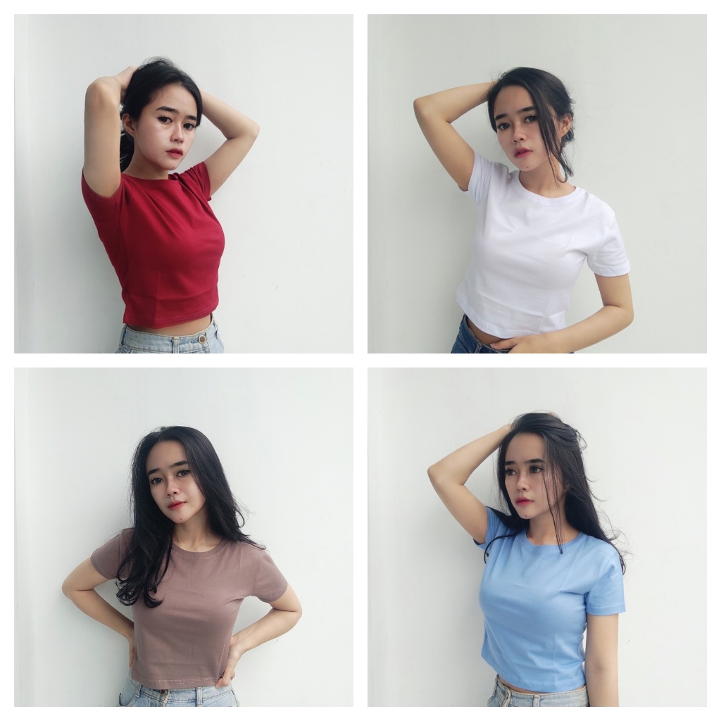 Crop Top Korea Wanita Lengan Pendek Baju Crop Top Atasan Wanita Kekinian CROP TOP KEKINIAN
