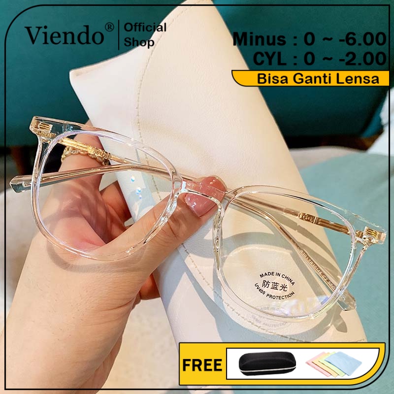 Viendo Kacamata Minus Photocromic Anti Radiasi Blueray Wanita Cowok Pria Korea  Gaya Fashion Elastik TR90 Frame 2 in 1 Bluecromic Potocromic Fotocromic Antiradiasi Kecamata Komputer HP Anti sinar Matahari UV400 Kaca Mata Optik-1