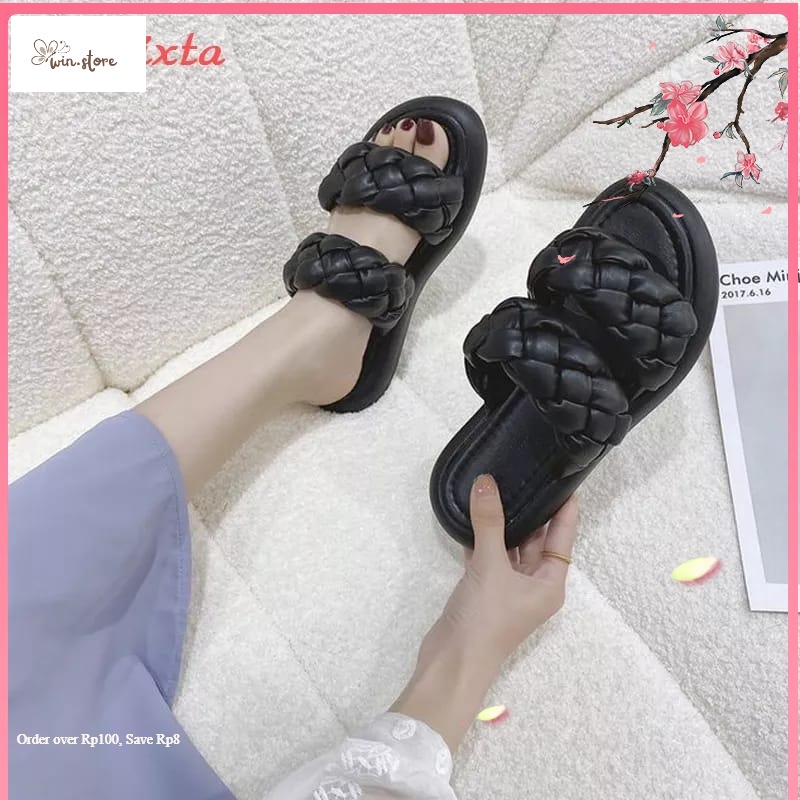 Sneakers Terbaru / Sandal Wanita Sandal Tali Ban 2 Kepang Sendal Platform AK 07