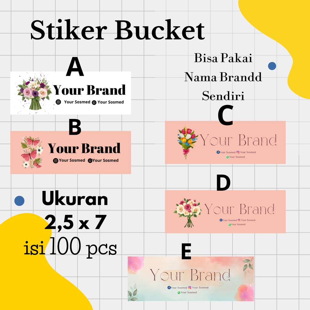 

120 Pcs Stiker Buket- stiker produk-stiker custom