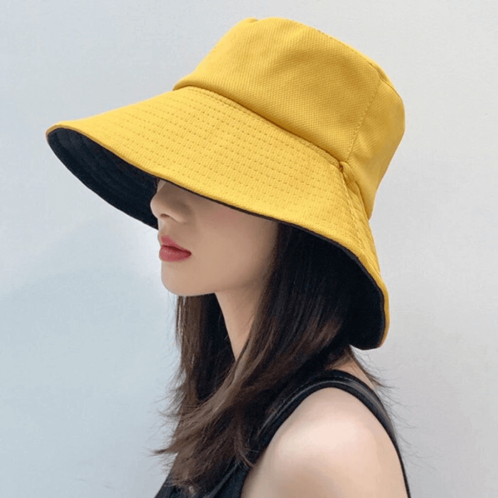 Topi Bucket wide Wanita Dewasa Premium Warna Bolak balik Daun Lebar Ada Tali Panjang Berbahan Nyaman