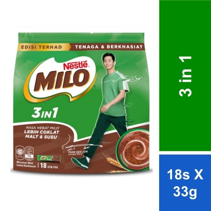 

milo luar 3 in 1 isi 18 lebih terasa coklatnya