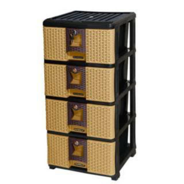 Rak Plastik Rotan Napolly 4 Susun / CONRA-n4.K1 (Promo Harga)