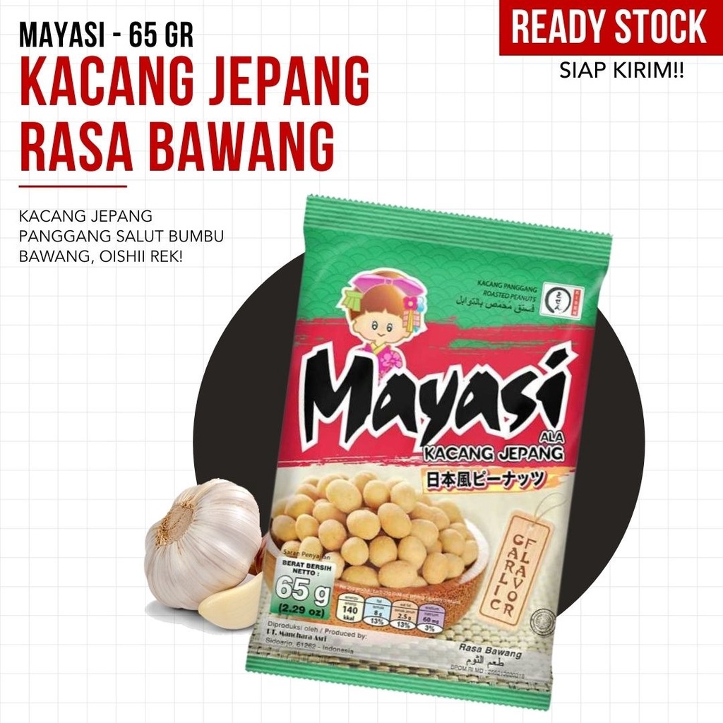 

MAYASI Kacang Jepang Rasa Bawang Asli Gurih - 65gr (SIAP GROSIR)