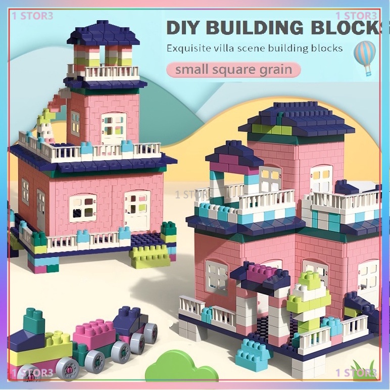 Mainan Balok Square Building Block Villa Mainan Anak