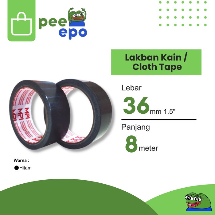 

Lakban Kain / Cloth Tape 36 mm x 8 Meter 1.5 Inch Merk MPI - Hitam