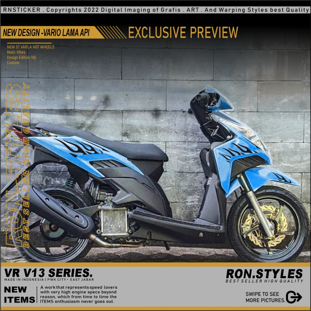 VRV13 CUTTING STICKER STRIPING VARIASI VARIO TECHNO 110 KARBU STRIPING VARTECH API HOT WHEELS COPY T
