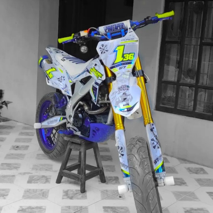 DECAL CRF 150L DTRACKER KLX BF KLX GORDON WR 155R PUTIH KOMBINASI STABILO