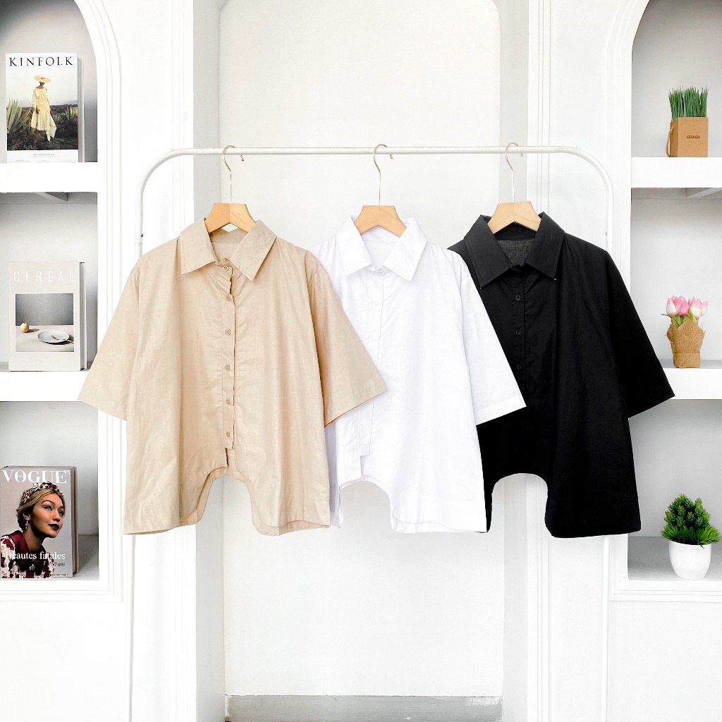 FUJI SHIRT  / BAJU WANITA KERJA ./ KATUN PARIS / KEMEJA CROP / korean style / fashion outfit