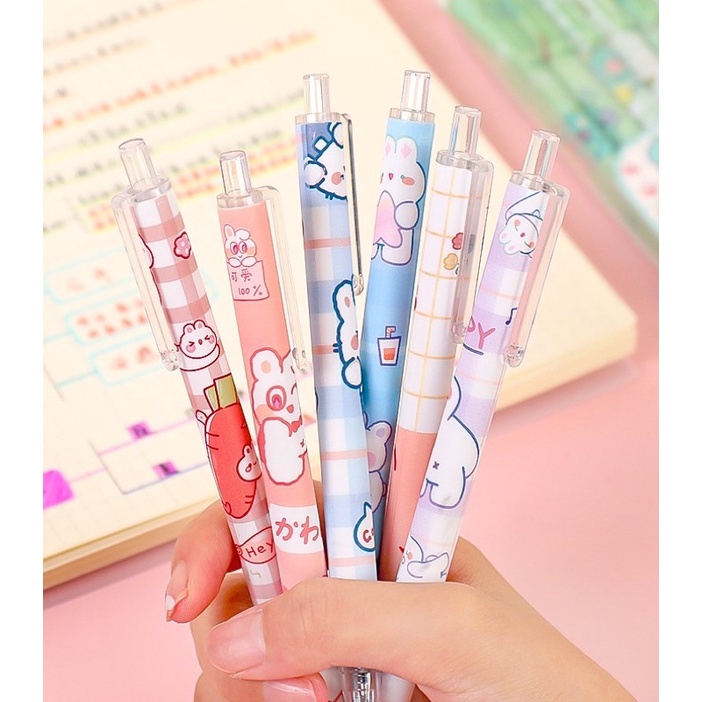 

STESSI Pen Korea Aesthetic 0.5 mm Import Lucu Pulpen Cetek Pastel Bolpen Fancy