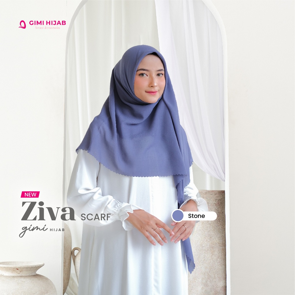 Gimi Hijab Ziva Scarf Premium Batch 1 - Scarf Premium Wanita Muslim Muslimah Hijab Segi Empat Basic Polos Terbaru Bahan Arabian Voile Warna Premium Kerudung Elegan Cantik Mewah Syari Kualitas Butik Best Seller-Stone