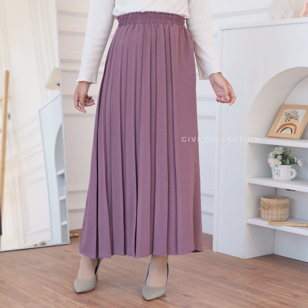 Ledis - rok crinkle plisket | rok plisket wanita bahan airflow crinkle