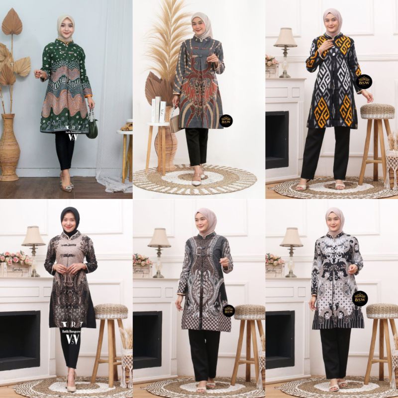 Afkar Batik Katun Prima Tunik batik kancing depan aktif busui friendly