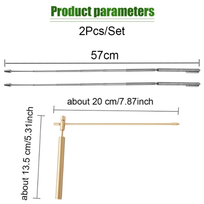 2Pcs-Set Ionika Metal Detector Dowsing Lrods Bahan Kuningan Stain ID