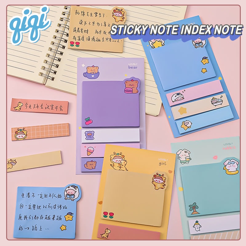 

MEMO/sticky note index note/Index Sticker Sticky Sticker Bookmark Karakter Hewan Lucu Bookmark Stationery Memo - Qiqi Treasure