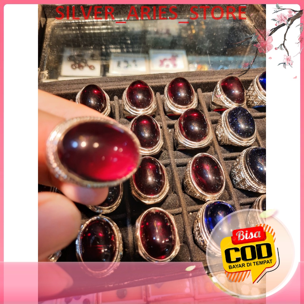 [COD] Cincin Batu Akik Merah Siem / Siam / Cincin Merah High Quality Halus, Ring Titanium Model Tana