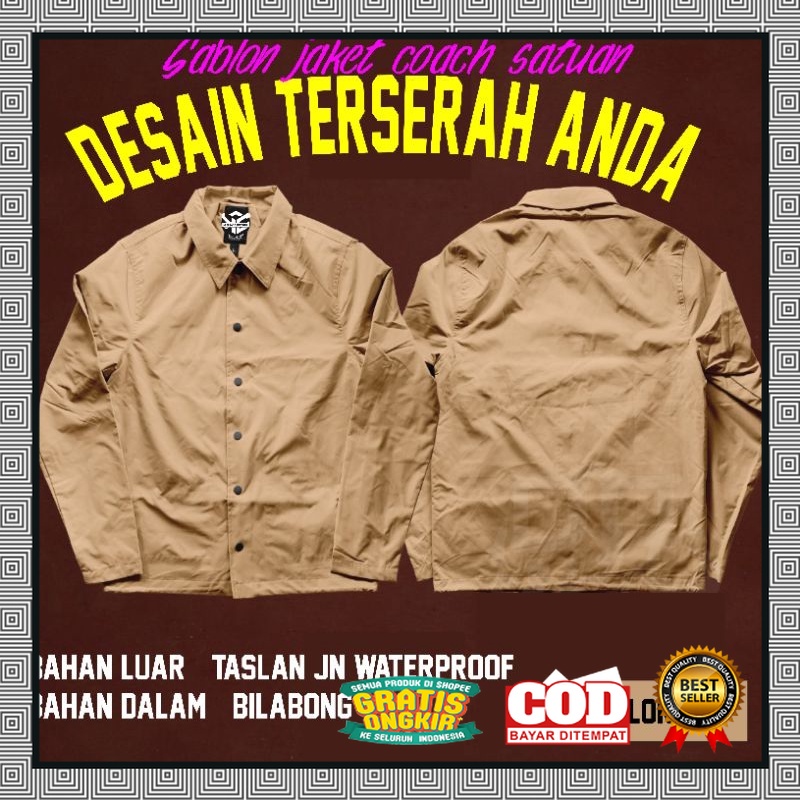 (JAKET COACH) SABLON JAKET COACH SATUAN /JAKET COACH POLOS/CUSTOM JAKET COACH SATUAN// JAKET COACH /
