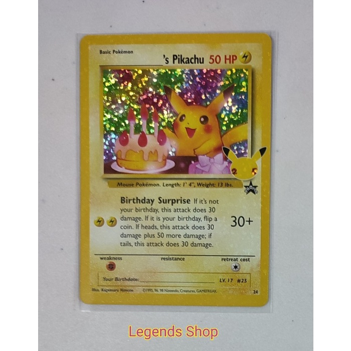 Kartu Extra Pokemon Celebrations 25th Anniversary Birthday Pikachu TCG