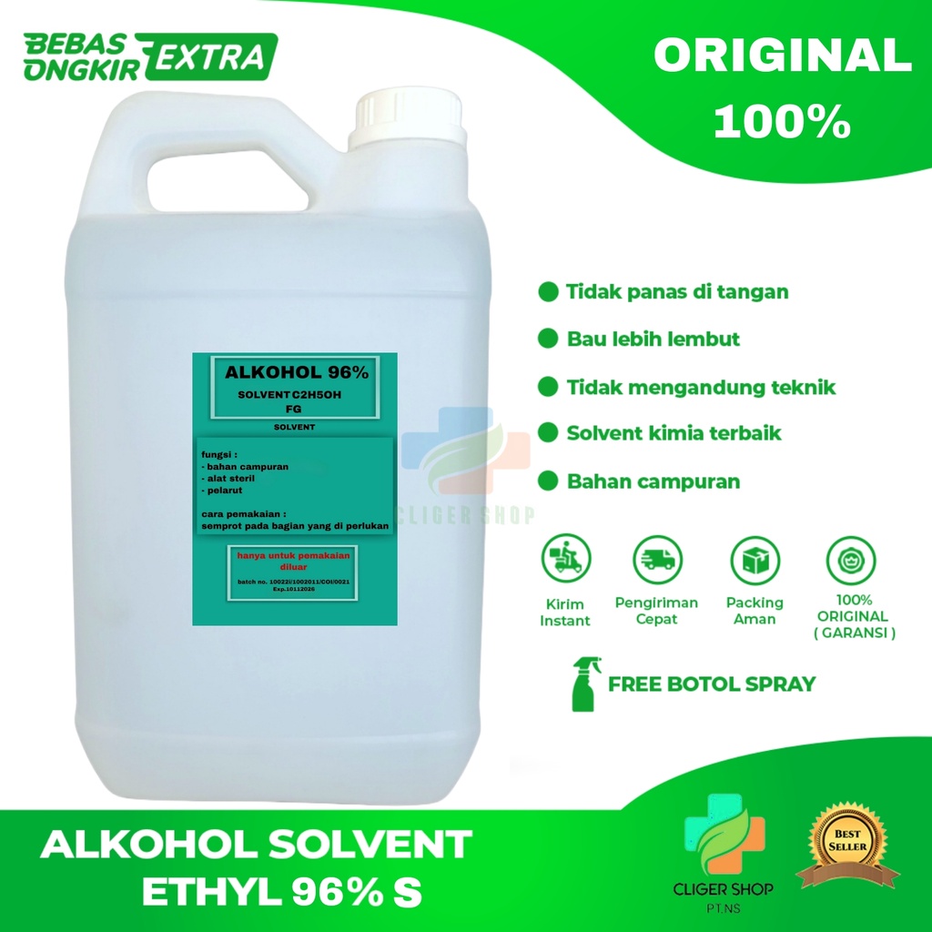 alkohol 96% 5 liter food grade pelarut /parfum/ solvent / ( GRADE S )