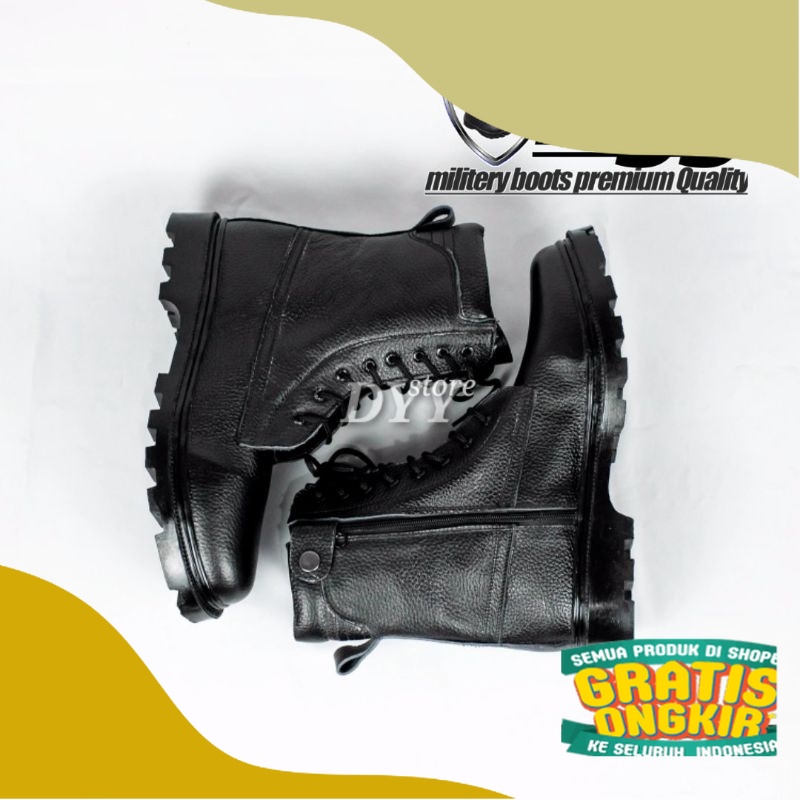 Sepatu Pdl Kulit Asli Motif Kulit Jeruk Resleting Sepatu Pdl TNI Polri Security Linmas Kulit Jeruk/d